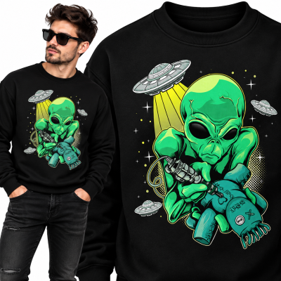 BLUZA ŚMIESZNA  ALIEN CANNABIS